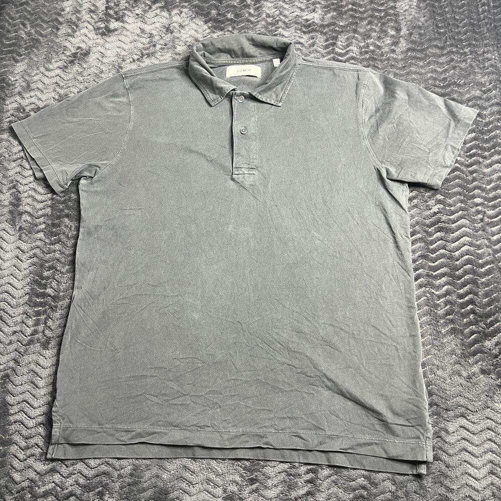 Buck Mason Polo Shirt Mens M Faded Black Venice Wash Sueded Cotton Polo